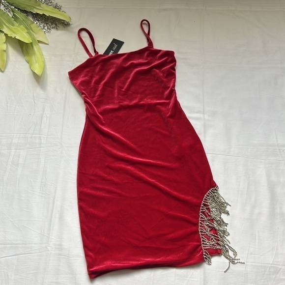 ⭐️nwt Wet Seal Fringe Velour Mini Dress⭐️ - Picture 3 of 9